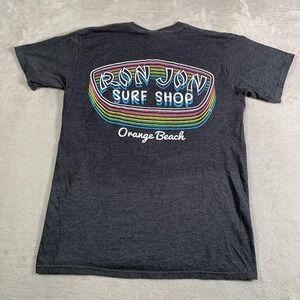 Ron Jon Surf Shop‎ Shirt Mens Medium Gray Orange Beach Short Sleeve Graphic Tee